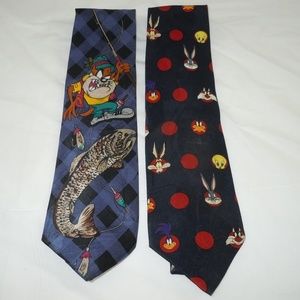 Looney Tunes Mania Tie Lot 2 Taz Bugs Bunny Tweety